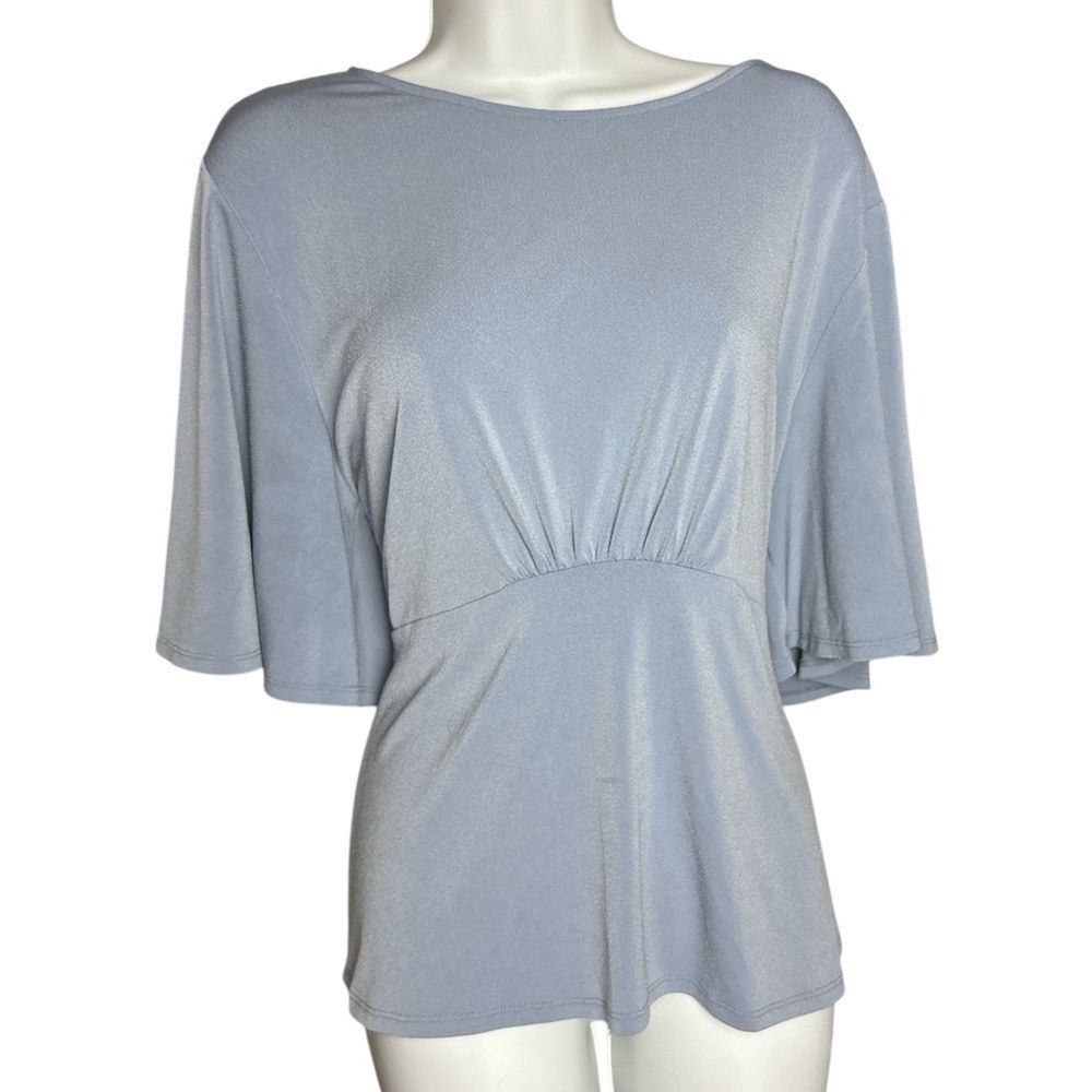 BANANA REPUBLIC Periwinkle Baby Blue Cozy Bell Sleeve Top L Large - Picture 2 of 7